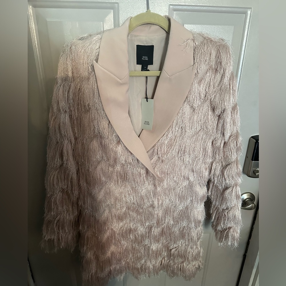 River Island blush Midi Wrap fringe Dress/Jacket SZ 10 eur (US) 6